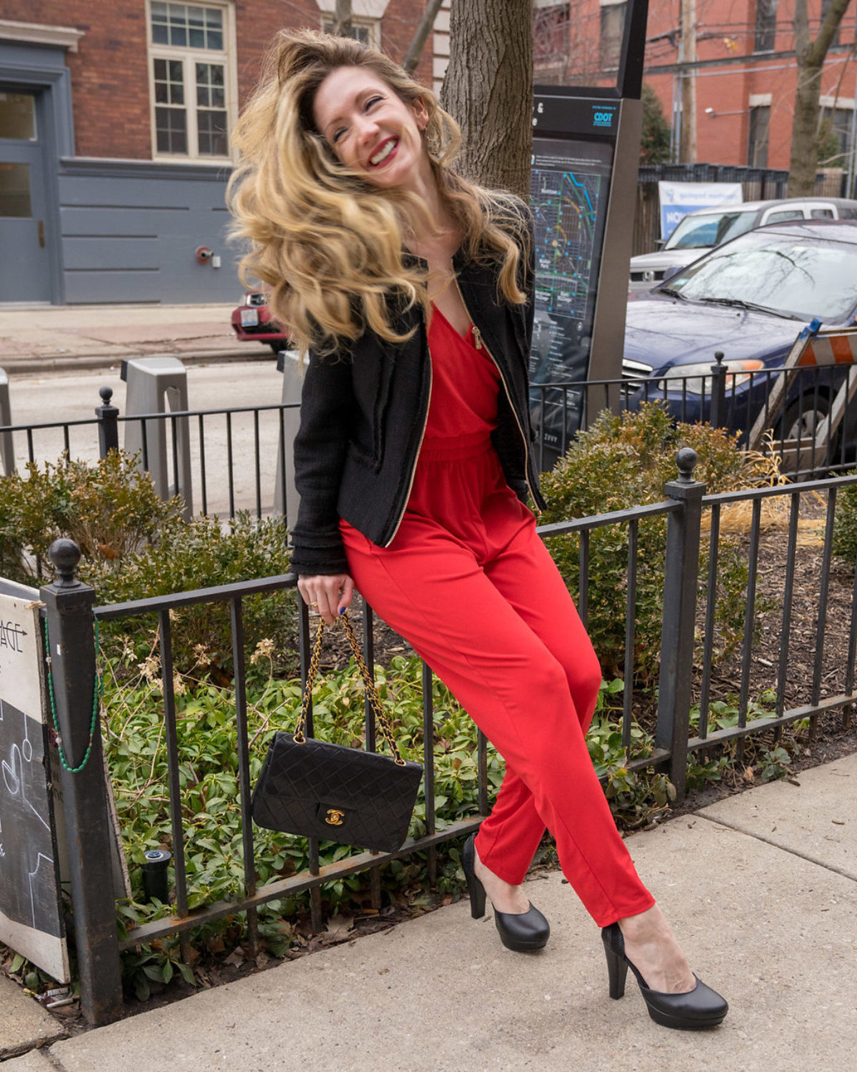 The little red jumpsuit that could! An ode to the 80's. - Dancing Mama Style